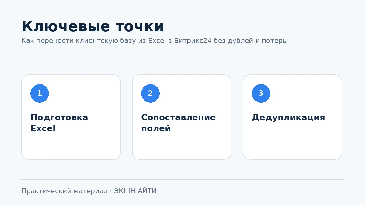 Этапы подготовки Excel к импорту в Битрикс24