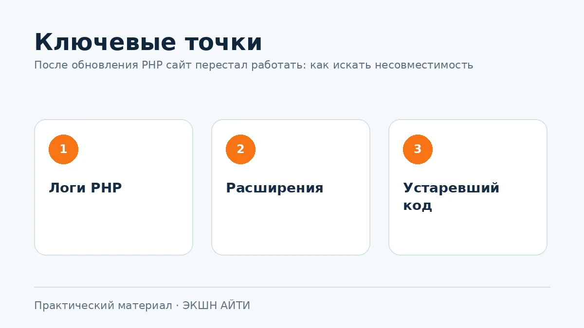Порядок поиска несовместимости с новой версией PHP
